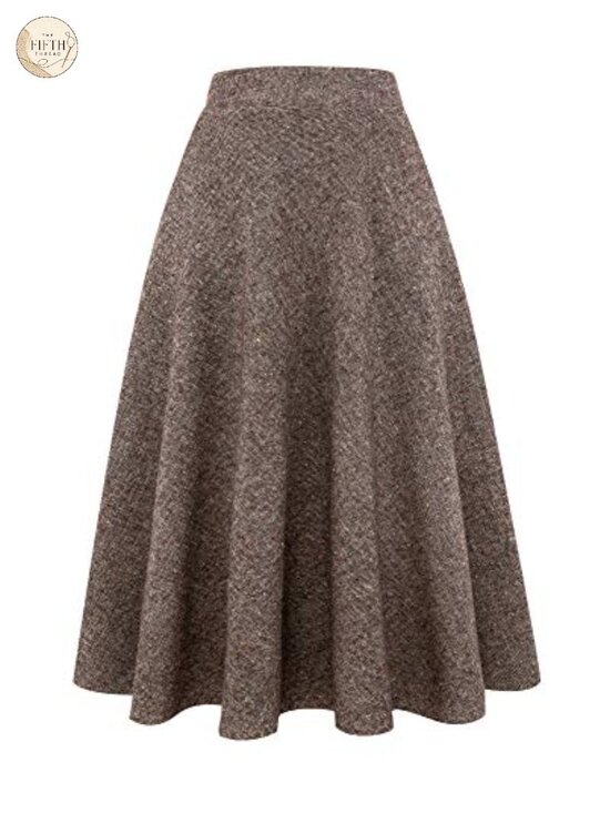 Dresses & Skirts - Womens Plaid Wool Maxi Skirt High Waist A-Line Pleated Long